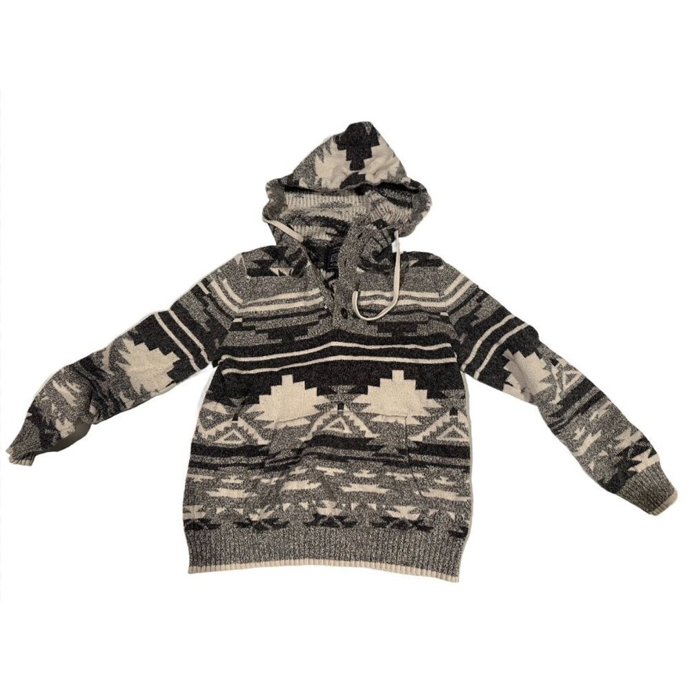American Eagle Aztec Knit Hoodie Sweater Gray Men’s Size Medium Unisex Women’s L